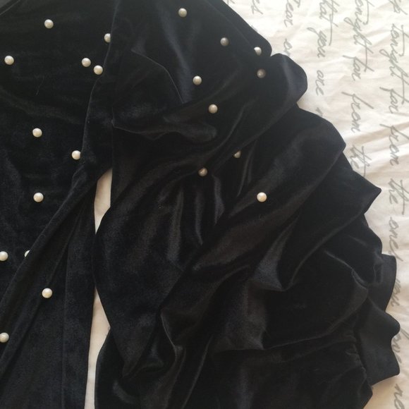 Black Velvet Beaded Body Suit - Picture 5 of 10